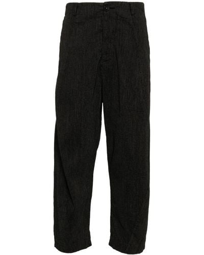 Transit Pinstripe-pattern Cropped Trousers - Black