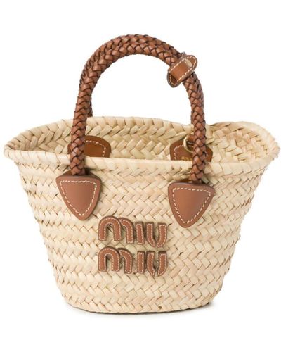 Miu Miu Borsa tote con applicazione logo - Metallizzato