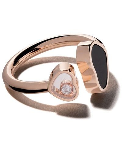 Chopard 18kt Rose Gold Happy Hearts Onyx And Diamond Ring - Multicolour