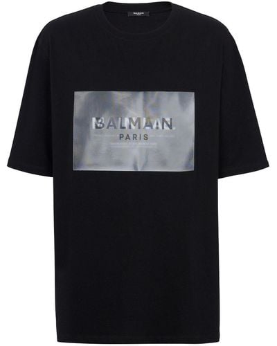 Balmain Camiseta Main Lab Holographic - Negro