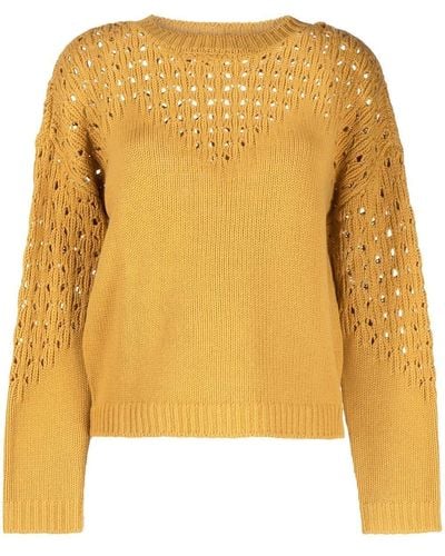 Paule Ka Crew-neck Knit Sweater - Yellow