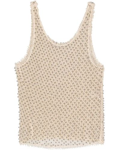 Tela Bead-embellished Knitted Tank Top - Natural