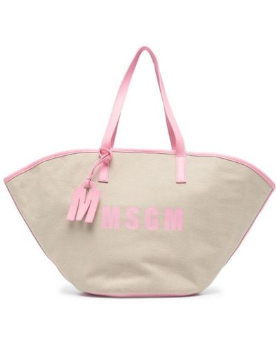 MSGM New Shopper Met Logoprint - Roze