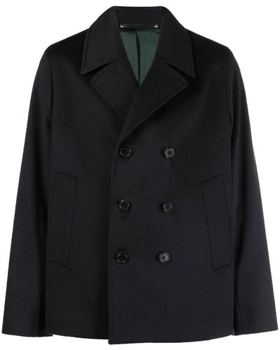 Paul Smith Double-breasted Cashmere Coat in Black for Men | Lyst