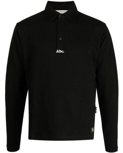 Advisory Board Crystals Embroidered-logo Long-sleeve Polo Shirt - Black