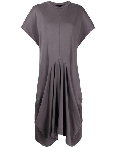 Goen.J Robe mi-longue à détails drapés - Gris