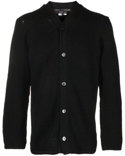 Comme des Garçons V-neck Cable-knit Detail Cardigan - Black