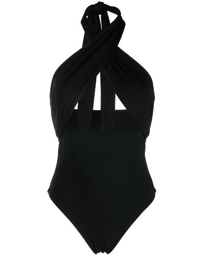 Nanushka Cut-out Crossover-neck Tie Swimsuit - Black
