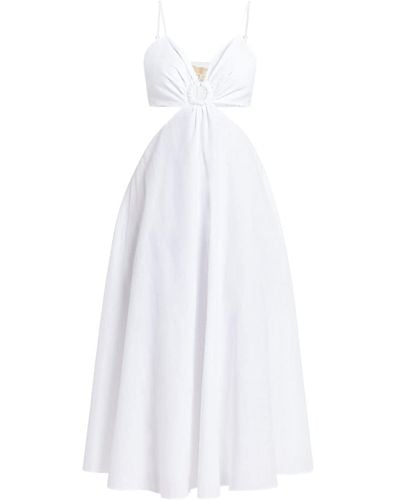 Michael Kors Ring-detail Cut-out Midi Dress - White