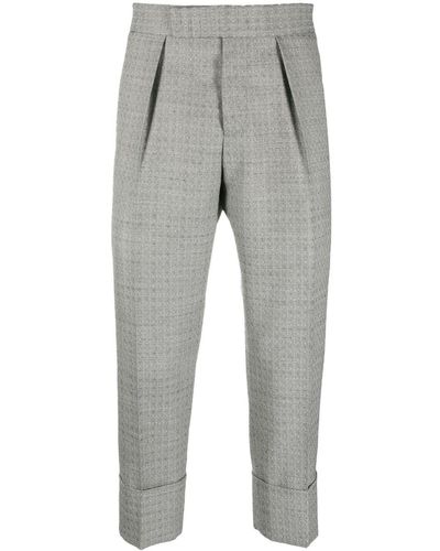 SAPIO Graphic-print Cropped Tailored Trousers - Grey
