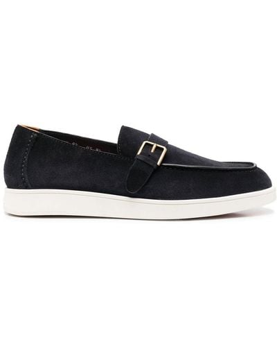 Santoni Buckle-detail Suede Loafers - Black