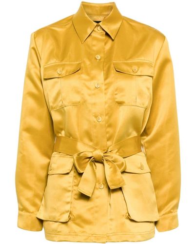 Cynthia Rowley Pleated-back Satin Safari Jacket - Yellow