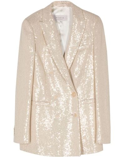 Peserico Double-breasted Sequin Blazer - Natural