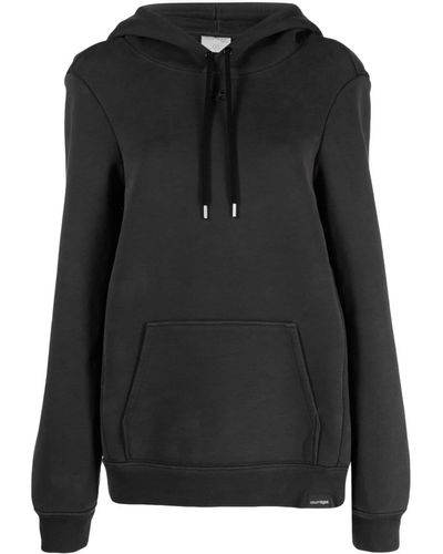 Courreges Logo-embroidered Cotton Hoodie - Black