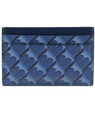 Tammy & Benjamin Geometric-pattern Leather Card Holder - Blue