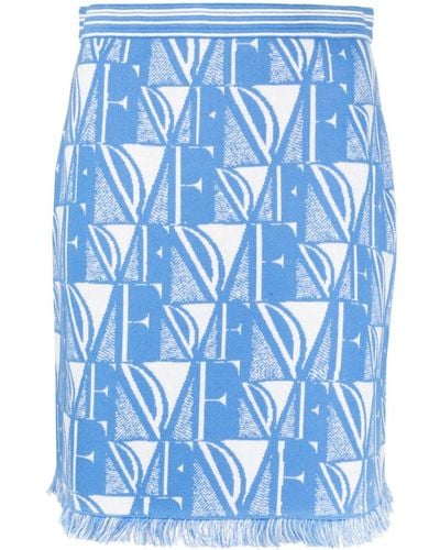 Diane von Furstenberg Alejandra Monogram-jacquard Miniskirt - Blue