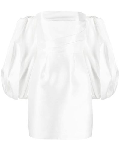 Solace London Robe courte The Bella à manches bouffantes - Blanc