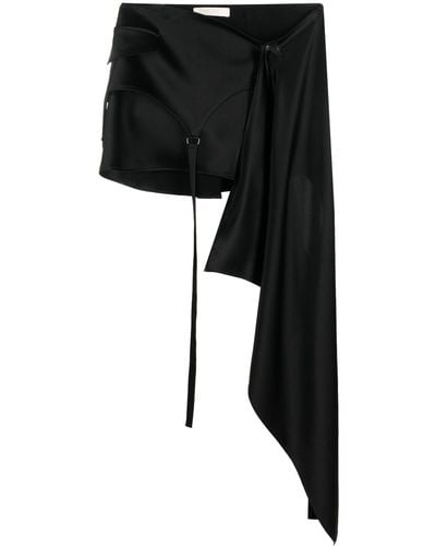 Ssheena Asymmetric Draped-detail Skirt - Black