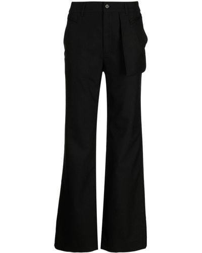 Feng Chen Wang Mid-rise Button-fastening Flared Trousers - Black