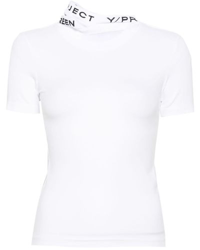 Y. Project Evergreen T-Shirt mit Kragen im Layering-Look - Weiß