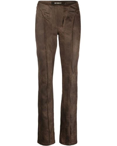 MISBHV Cracked-effect Faux-leather Trousers - Brown