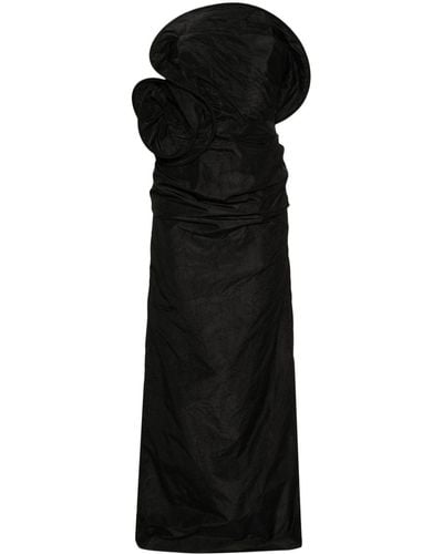 Magda Butrym Floral-appliqué Ruched Maxi Dress - Black