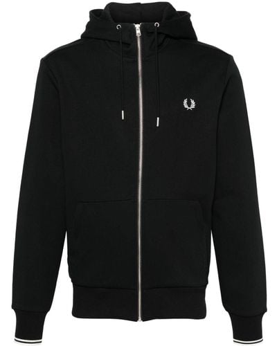 Fred Perry Embroidered-logo Zip-up Jacket - Black