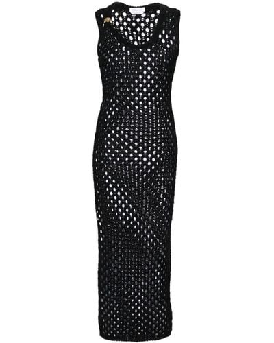 Blumarine Crochet Cotton Long Dress - Black