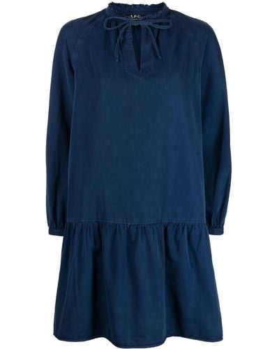 A.P.C. Natalia Cotton-blend Dress - Blue