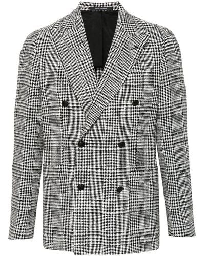 Tagliatore Double-breasted Houndstooth Blazer - Gray