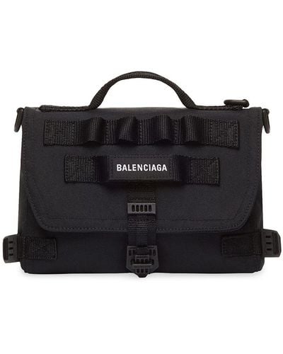 Balenciaga Army Logo-embroidered Messenger Bag - Black