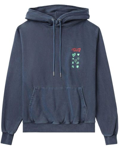 ANDERSSON BELL Logo-embroidered Cotton Hoodie - Blue