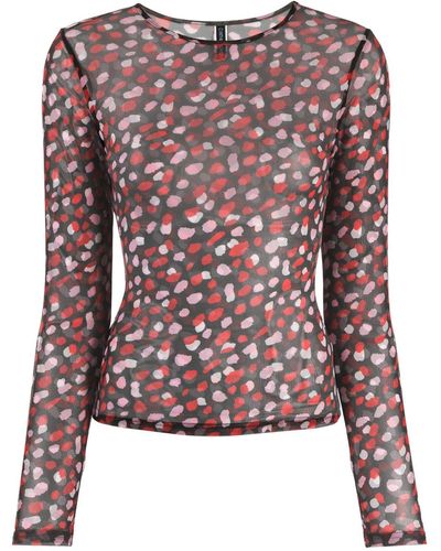 Cynthia Rowley Graphic-print Long-sleeve Top - Red