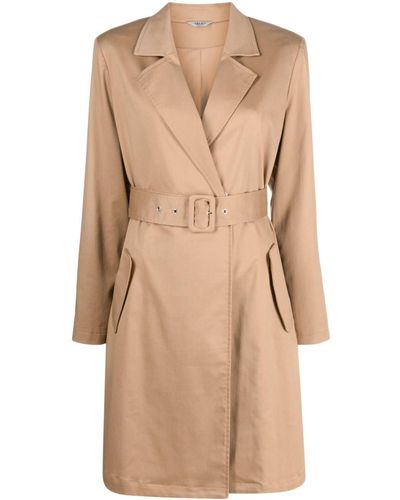 Liu Jo Belted Pleated Trench Coat - Natural