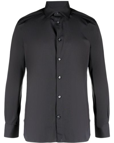 Zegna Katoenen Overhemd - Zwart