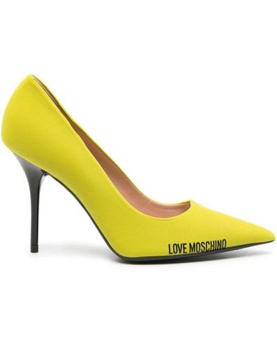 Love Moschino 100mm Pointed-toe Leather Pumps - Yellow