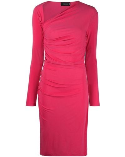 DSquared² Ruched Midi Dress - Pink
