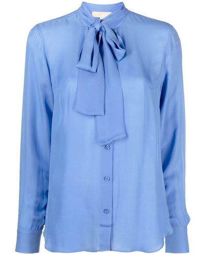 MICHAEL Michael Kors Pussy-bow Collar Button-up Blouse - Blue