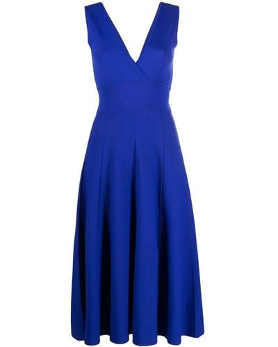P.A.R.O.S.H. V-neck Midi Dress - Blue
