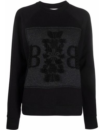 Barrie Embroidered Paneled Sweatshirt - Black