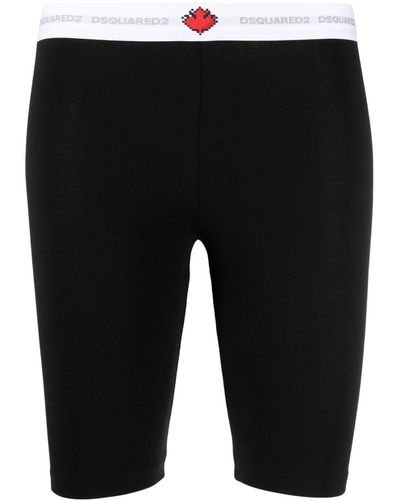 DSquared² Culottes de ciclismo con logo en la cinturilla - Negro