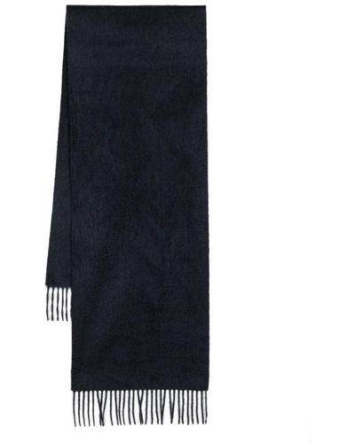 N.Peal Cashmere Fringed Cashmere Scarf - Blue