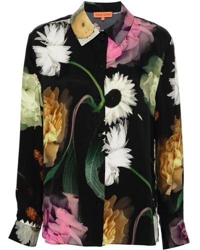 Stine Goya Camisa con estampado floral - Negro