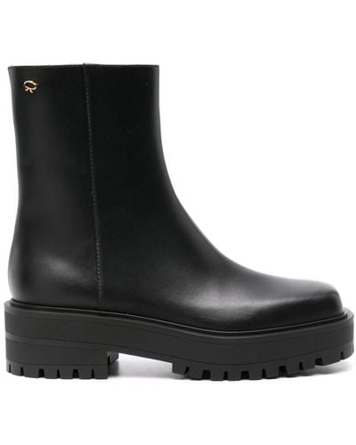 Gianvito Rossi Square-toe Leather Boots - Black