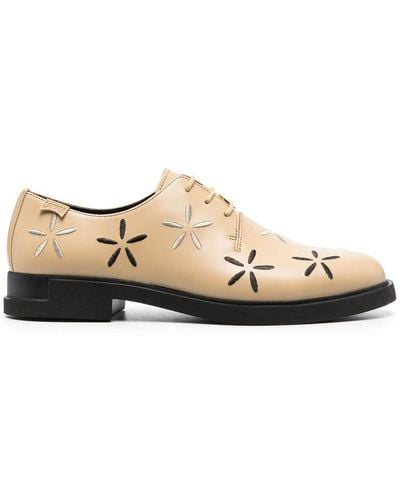 Camper Twins Iman Floral-embroidered Brogues - White