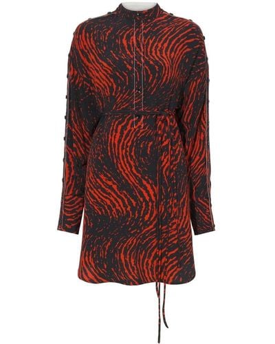 Proenza Schouler Leopard-print Crepe De Chine Shirtdress - Red