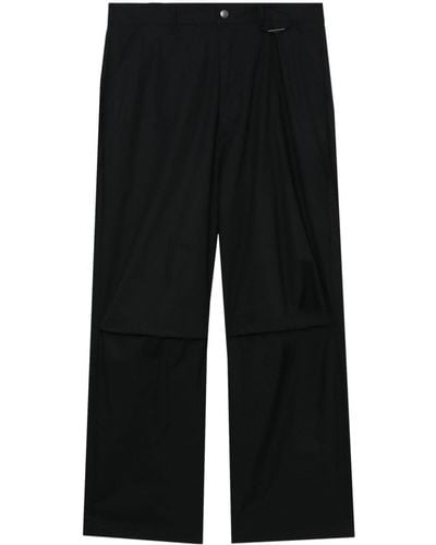 Izzue Tonal Stitching Wide-leg Trousers - Black