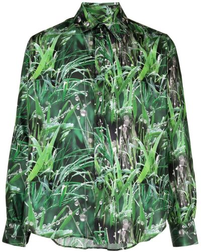 Martine Rose Camisa con estampado de hierba - Verde