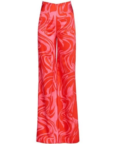 Silvia Tcherassi Andie Abstract-print Palazzo Trousers - Red