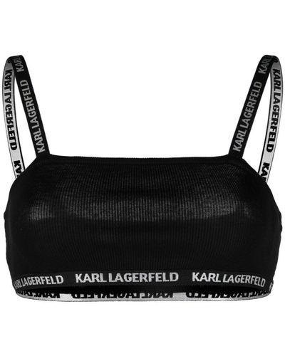 Karl Lagerfeld Geripptes Bandeau-Top - Schwarz
